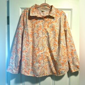 NWOT- Talbots Long sleeve paisley print top. Size 2X.